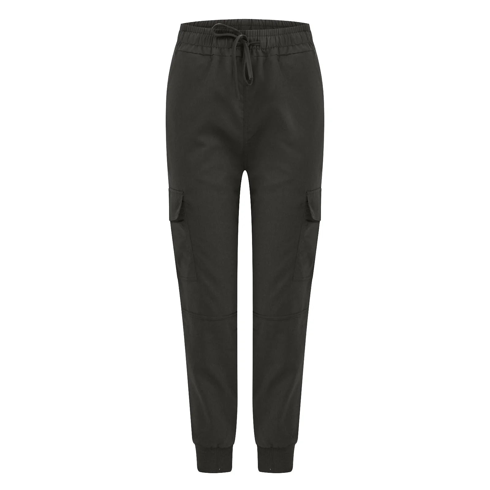 Long Pants for Women Trendy Women plus Size Drawstring Casual Solid Elastic Waist Pocket Loose Pants Gray L JE