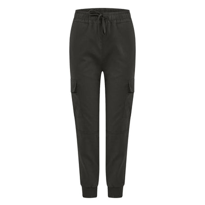 Long Pants for Women Trendy Women plus Size Drawstring Casual Solid Elastic Waist Pocket Loose Pants Gray L JE