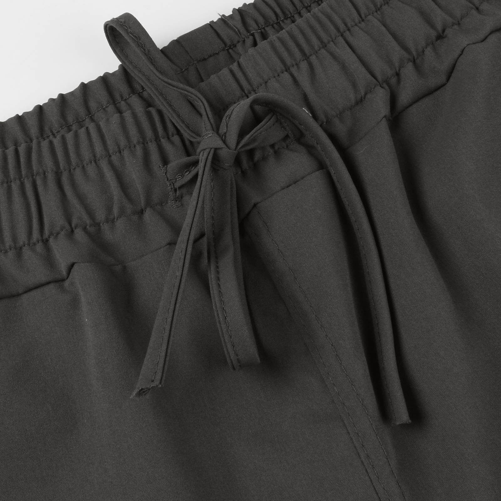 Long Pants for Women Trendy Women plus Size Drawstring Casual Solid Elastic Waist Pocket Loose Pants Gray L JE