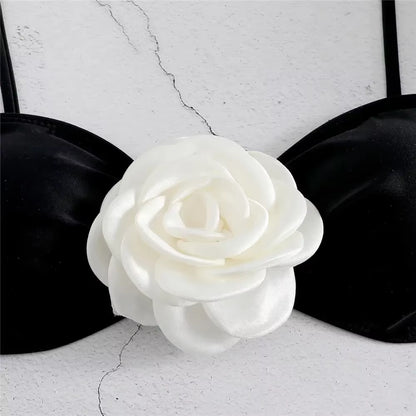 Sexy Flower Bandeau Swimwear Thong Bikini 2025 Women Lace-Up Swimsuit Swimming Bathing Suit Brazilian Bikinis Sets Mujer Biquini